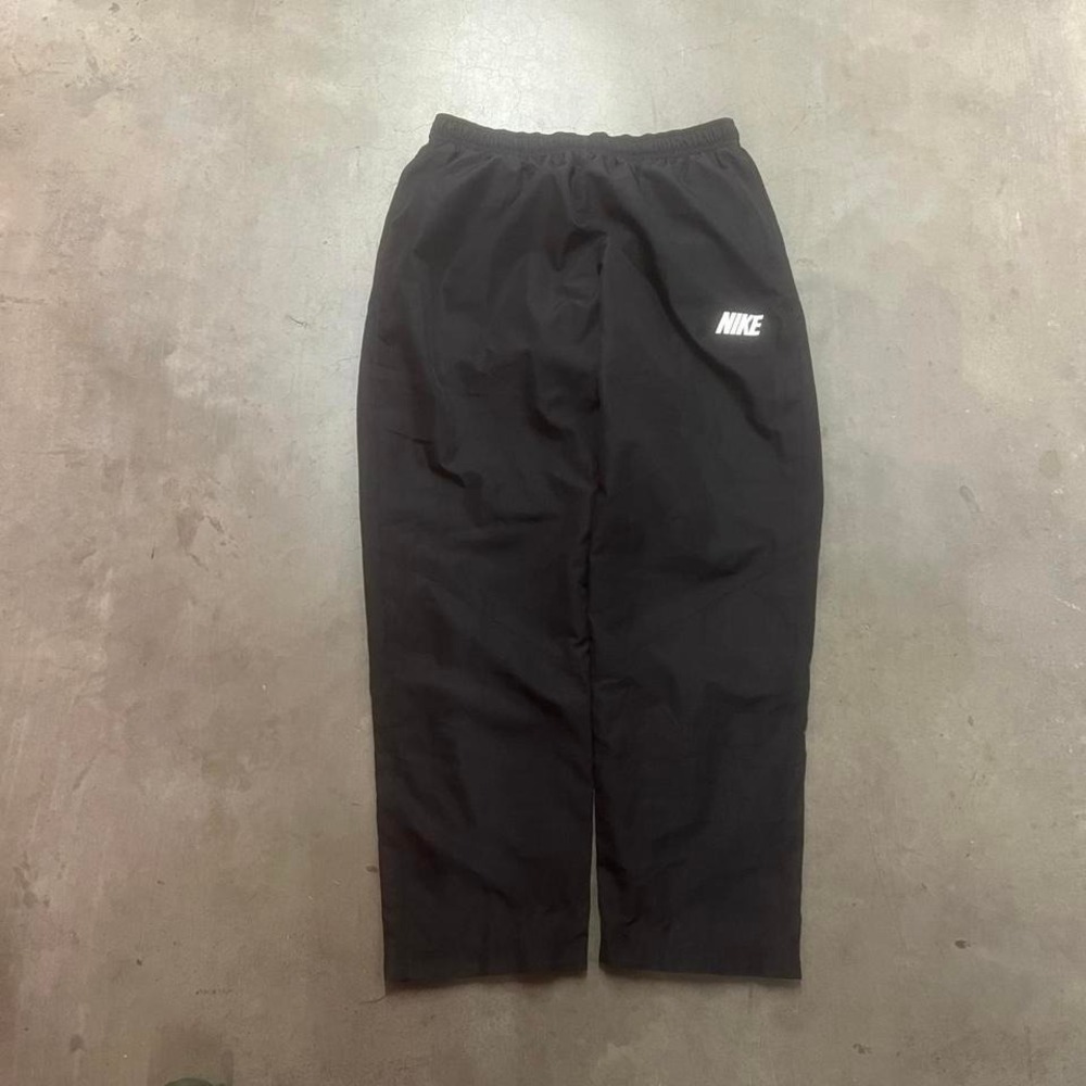 Nike men's black track pants baggy open leg spell out casual xl
